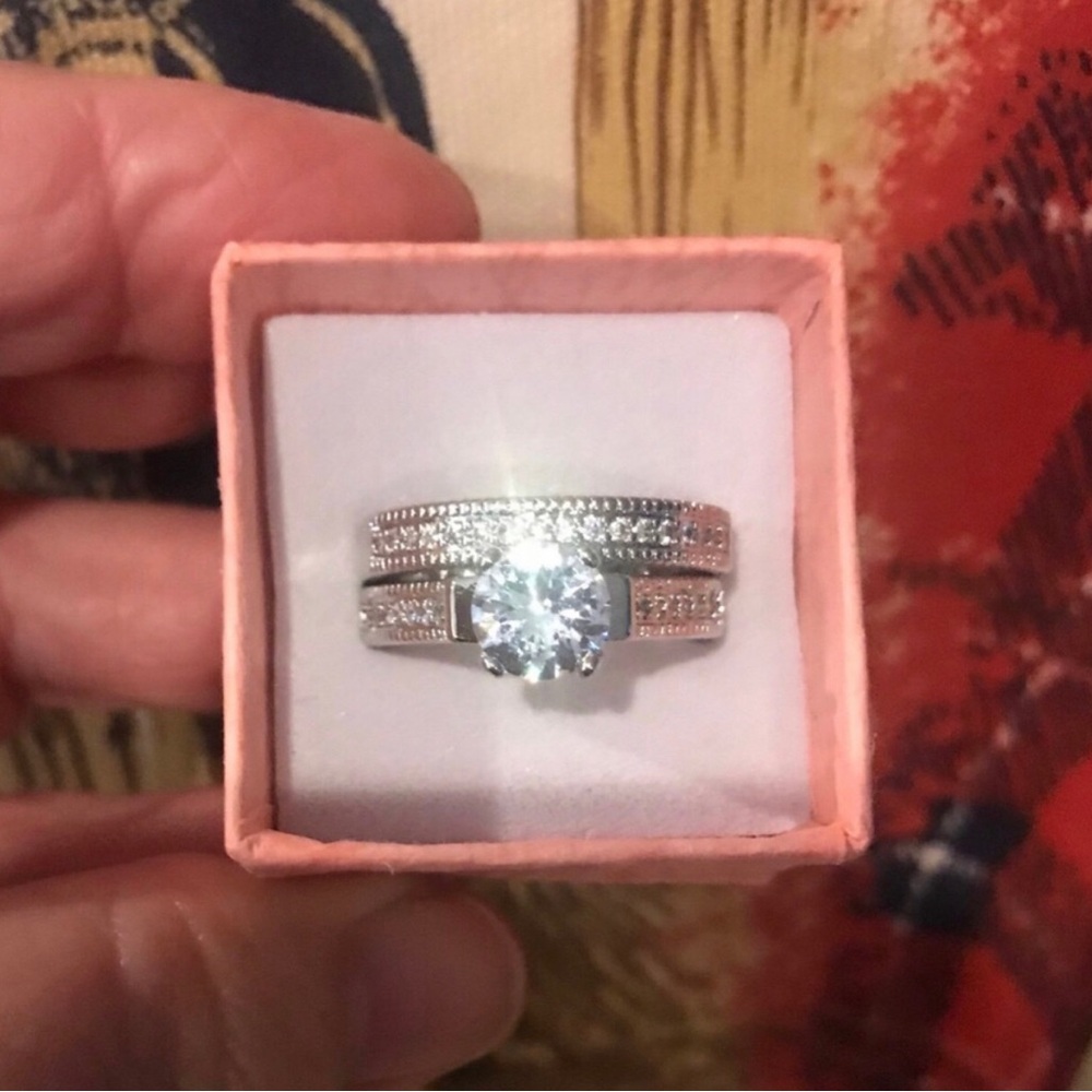 Sterling Silver With Cubic Zirconia Bridal Ring Set
